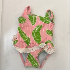 The Beaufort Bonnet Company Pink and Green Kids Swim One Piece